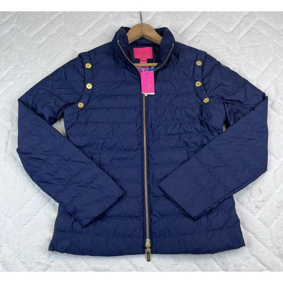 Lilly Pulitzer Women's Navy Blue 2 In 1 Haisley Puffer Jacket Vest $298 - Sz 00 - Picture 2 of 6
